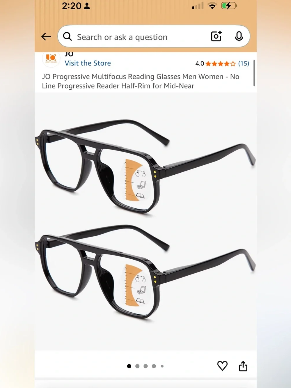 2 Pack Progressive Reading Glasses +2.5 Blue Light Blocking‎ New